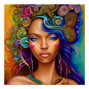Raak mijn Haar Black Melanin Afro Queen Crown niet Perfect Poster