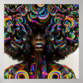 Raak mijn Haar Black Melanin Afro Queen Crown niet Poster (Voorkant)