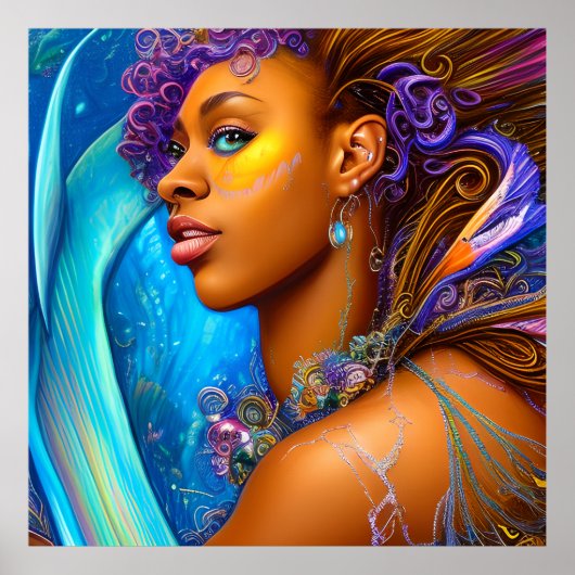 Raak mijn Haar Black Melanin Afro Queen Crown niet Poster (Voorkant)