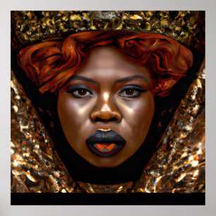Raak mijn Haar Black Melanin Afro Queen Crown niet Poster