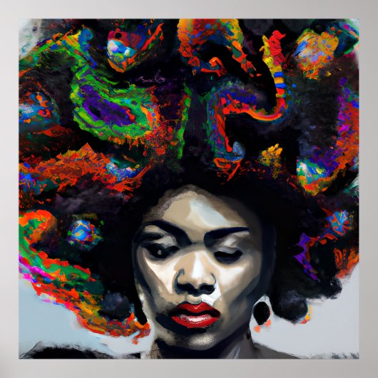Raak mijn Haar Black Melanin Afro Queen Crown niet Poster (Voorkant)