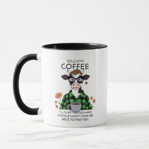 Raak mijn koffie aan, ik sla je hard - koe koffie mok