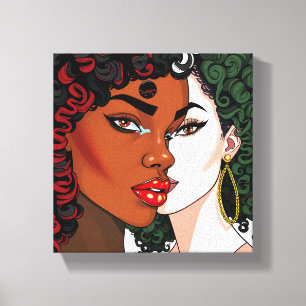 Raak mijn mooie zwarte haar melanine zus niet aan canvas afdruk