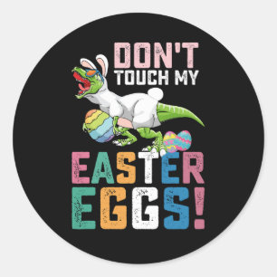 Raak mijn paaseieren niet aan om de dinosaurus te ronde sticker