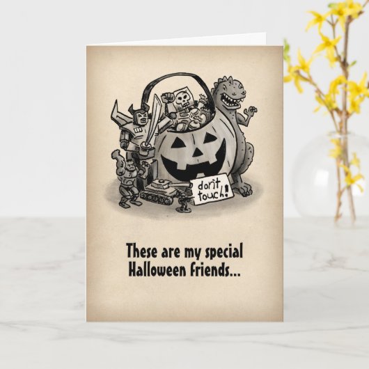 Raak mijn snoep niet | Halloween Kaart (Gele Bloem)