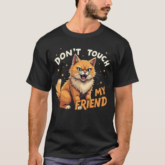 Raak mijn vriend niet aan - Angry Ginger Cat Desig T-shirt (Voorkant)