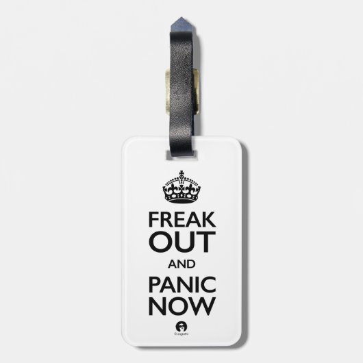 Raak uit en raak nu in paniek bagagelabel (Achterkant verticaal)