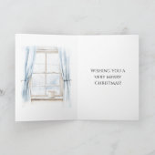 Raam Blauwe Gordijnen Kerstmis Kaart (Binnen)