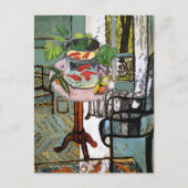 Raam in groen met gouden vis, briefkaart (Voorkant)