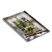 Raam met loopgordijn en tulpen notitieboek (Rechterzijde)