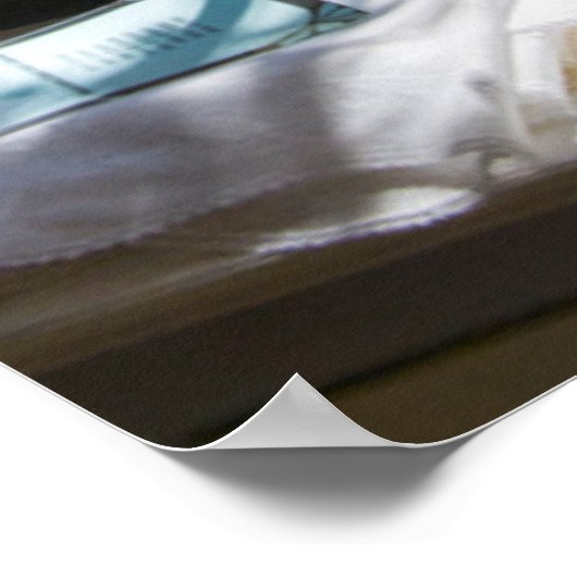 Raam met loopgordijn en tulpen poster (Hoek)