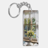 Raam met vitrage en tulpen sleutelhanger (Voorkant Links)