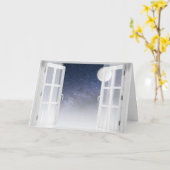 raam met volle maan en sterren kaart (Gele Bloem)