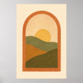 Raam naar de Heuvels Gouache Boho Kunst Poster (Voorkant)