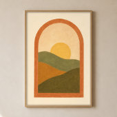 Raam naar de Heuvels Gouache Boho Kunst Poster