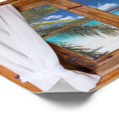 Raam Oceaan Strand Tropisch Nep-uitzicht Poster (Hoek)