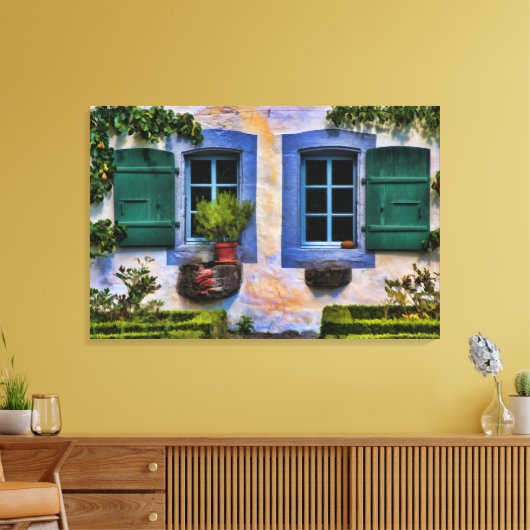 Raam op Zwitserland - Oude Europese Boerderij Canvas Afdruk (Insitu (Woonkamer))