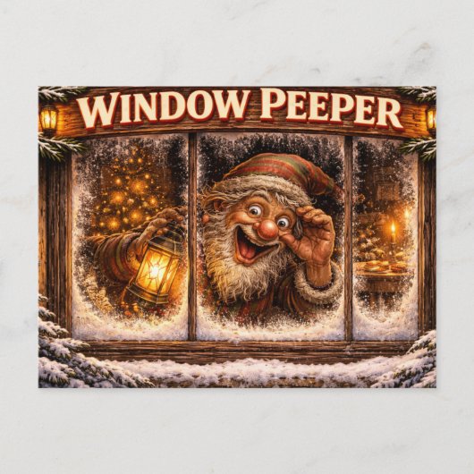 Raam Peeker IJslandse Kerstman Postkaart (Voorkant)