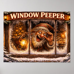 Raam Peeker IJslandse Yule Lad Poster