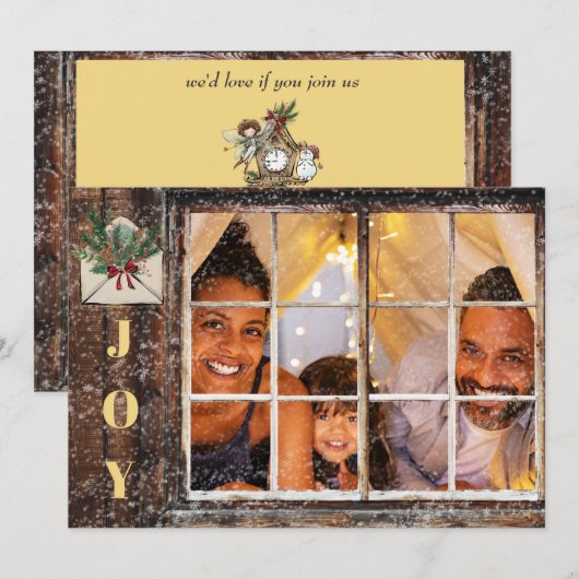 *~* Raam Rustieke FOTO AP20 Kerstfeest Kaart (Voorkant / Achterkant)