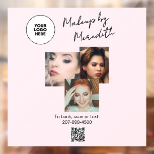 Raam Sticker Roze Logo QR Foto Visagist
