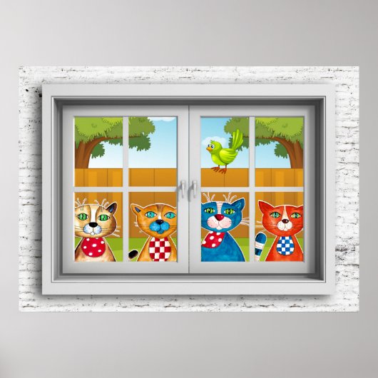 Raam uitzicht poster (Voorkant)