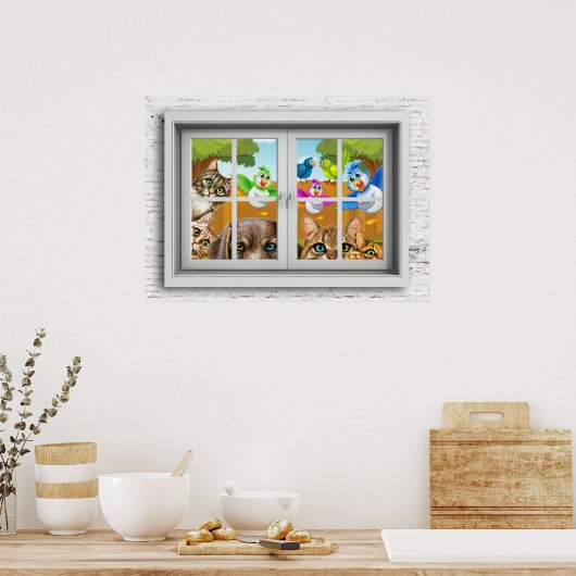 Raam uitzicht poster (Keuken)