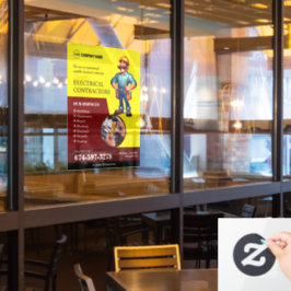 Raambekleding door elektrische aannemers raamsticker