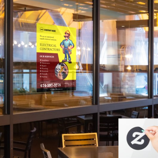 Raambekleding door elektrische aannemers raamsticker (Restaurant Raam)