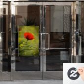 Raamfolie - Enkele Klaproos Raamsticker (Kantoordeur)