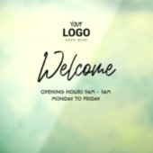 Raamfolie voor bedrijven met welkom en openingsure raamsticker (Vel 3)