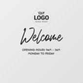 Raamfolie voor bedrijven met welkom & openingsuren raamsticker (Vel)