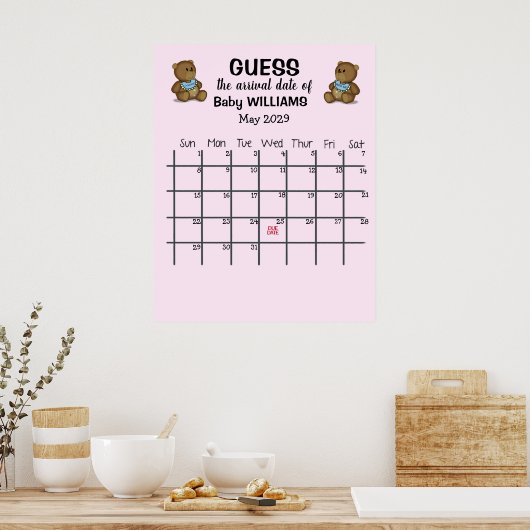 Raamkalender met berenposter poster (Keuken)