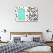 Raamluiken op een rustiek rotsmuur canvas (Insitu (Slaapkamer))
