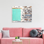 Raamluiken op een rustiek rotsmuur canvas afdruk (Insitu (Woonkamer))