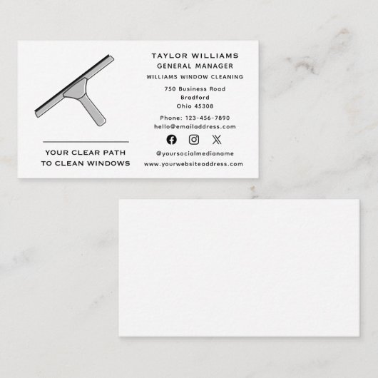 Raamreiniger Wassen Schoonmaken Schoon Social Medi Visitekaartje (Voorkant / Achterkant)