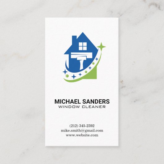 Raamreinigers | Huis en Squeegee Logo Visitekaartje (Voorkant)