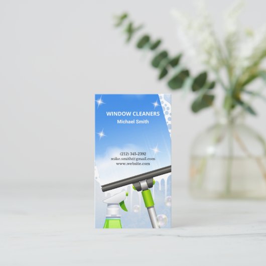 Raamreinigers | Schoonmaakservice Squeegee Visitekaartje (Staand voorkant)