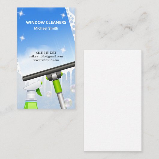 Raamreinigers | Schoonmaakservice Squeegee Visitekaartje (Voorkant / Achterkant)