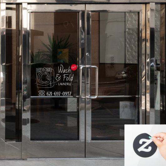 Raamsticker wasdienst (Kantoordeur)