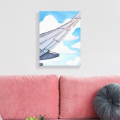 raamstoel | Vliegtuig Wing Sky Waterverf Travel Canvas Afdruk (Insitu (Woonkamer))