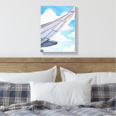 raamstoel | Vliegtuig Wing Sky Waterverf Travel Canvas Afdruk (Insitu (Slaapkamer))