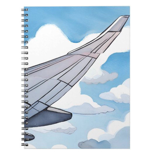 raamstoel | Vliegtuig Wing Sky Waterverf Travel Notitieboek (Voorkant)