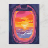 Raamstoel Zonsondergang Vliegtuig Reizen Schilderi Briefkaart (Voorkant)