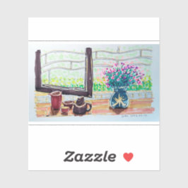 Raamthee en Bloemen Sticker