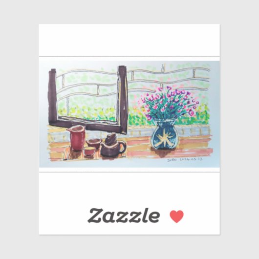 Raamthee en Bloemen Sticker (Vel)