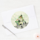 RAAMTUIN, ART DECO DAME: ZOMERGROENEN RONDE STICKER (Envelop)