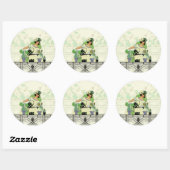 RAAMTUIN, ART DECO DAME: ZOMERGROENEN RONDE STICKER (Vel)