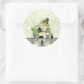 RAAMTUIN, ART DECO DAME: ZOMERGROENEN RONDE STICKER (Tas)