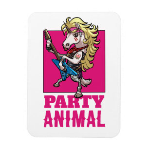 Raar Eenhoorn 80s Glam Metal Feest Dier Cartoon Magneet